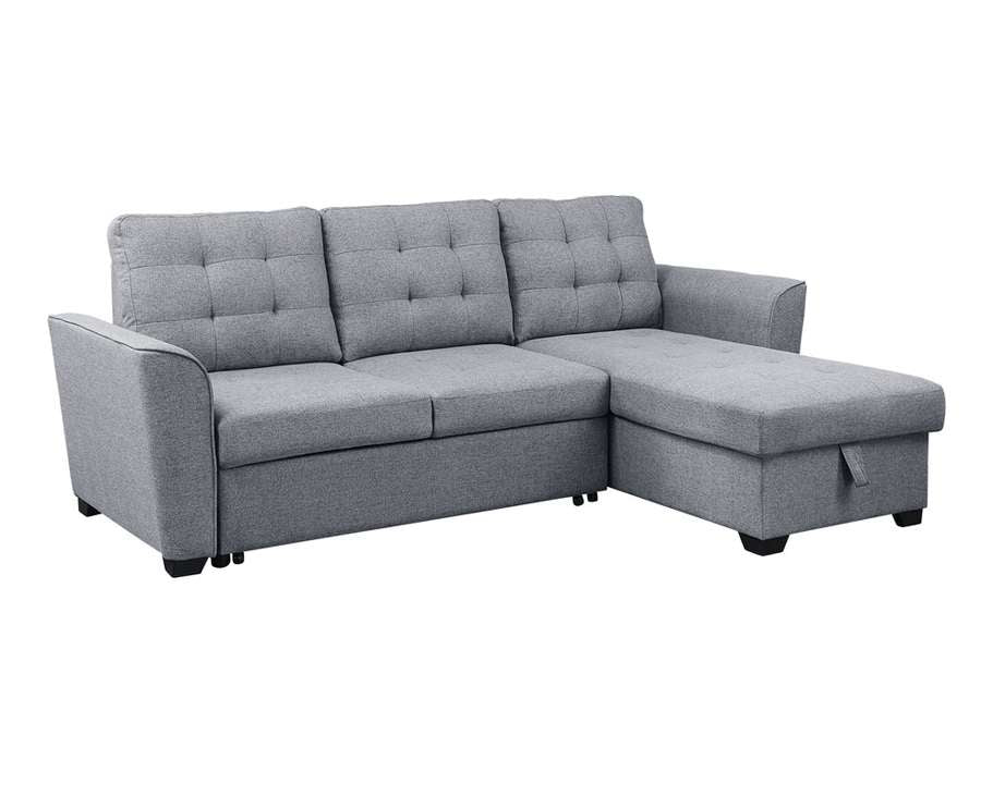 Lilola Home - Avery Light Gray Linen Sleeper Sectional Sofa with Reversible Storage Chaise - 81396 veiw 4