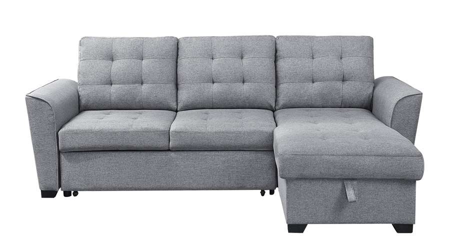 Lilola Home - Avery Light Gray Linen Sleeper Sectional Sofa with Reversible Storage Chaise - 81396 veiw 5