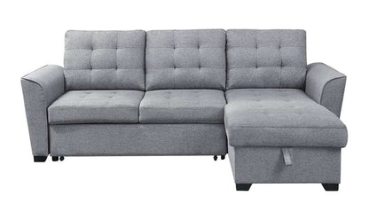Lilola Home - Avery Light Gray Linen Sleeper Sectional Sofa with Reversible Storage Chaise - 81396 veiw 5