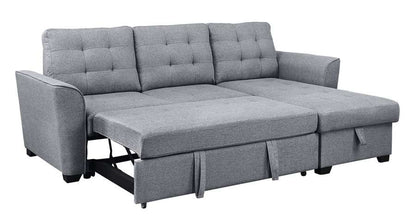 Lilola Home - Avery Light Gray Linen Sleeper Sectional Sofa with Reversible Storage Chaise - 81396 veiw 6