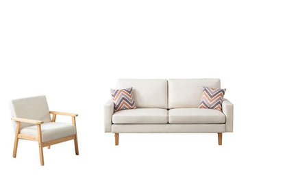 Lilola Home - Bahamas Beige Linen Sofa and Chair Set with 2 Throw Pillows - 87827-SC veiw 2