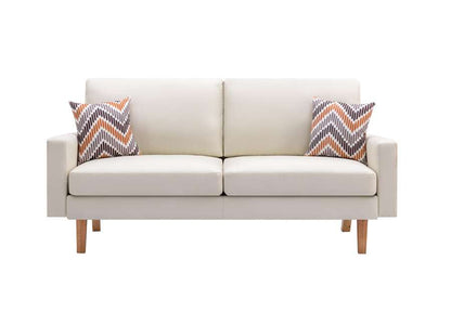 Lilola Home - Bahamas Beige Linen Sofa with 2 Throw Pillows - 87827 veiw 2