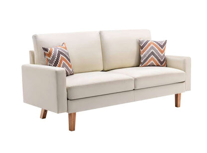 Lilola Home - Bahamas Beige Linen Sofa with 2 Throw Pillows - 87827 veiw 4