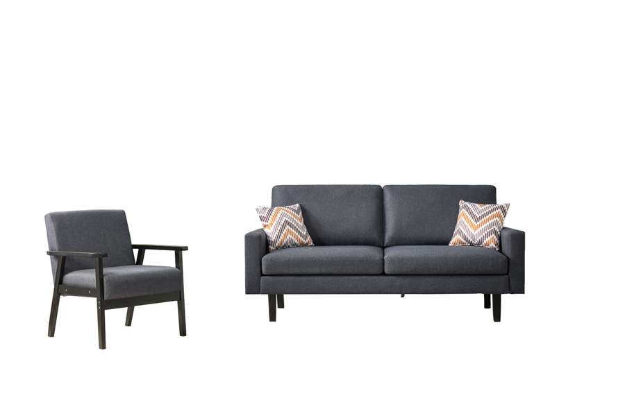Lilola Home - Bahamas Dark Gray Linen Sofa and Chair Set with 2 Throw Pillows - 87823-SC veiw 2