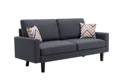 Lilola Home - Bahamas Dark Gray Linen Sofa with 2 Throw Pillows - 87823 veiw 1