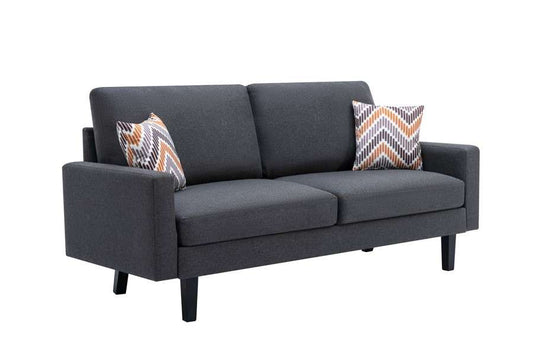 Lilola Home - Bahamas Dark Gray Linen Sofa with 2 Throw Pillows - 87823 veiw 1