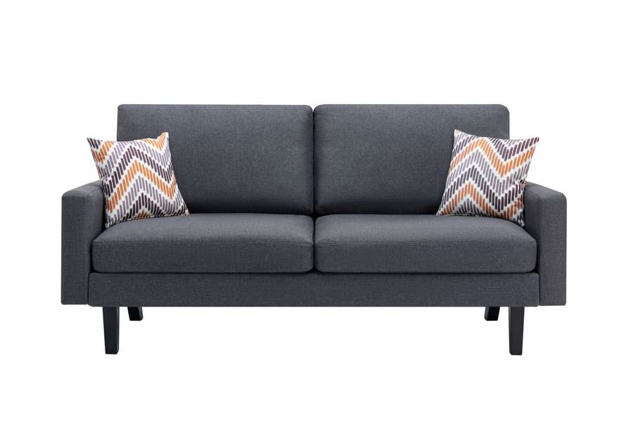 Lilola Home - Bahamas Dark Gray Linen Sofa with 2 Throw Pillows - 87823 veiw 2