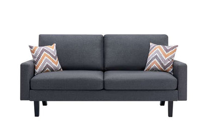 Lilola Home - Bahamas Dark Gray Linen Sofa with 2 Throw Pillows - 87823 veiw 2