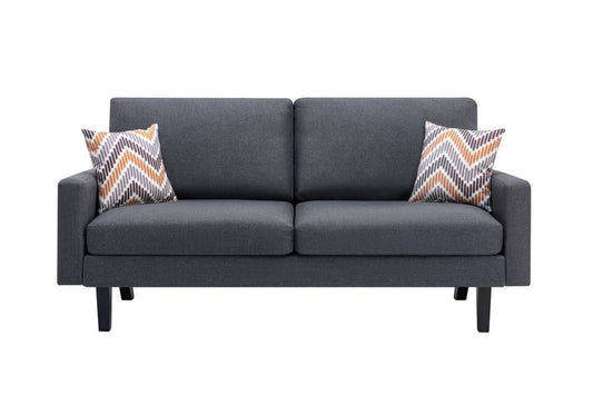 Lilola Home - Bahamas Dark Gray Linen Sofa with 2 Throw Pillows - 87823 veiw 2
