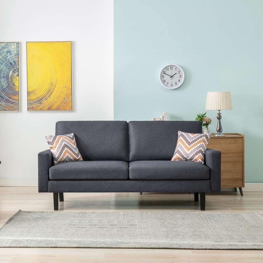 Lilola Home - Bahamas Dark Gray Linen Sofa with 2 Throw Pillows - 87823 veiw 3