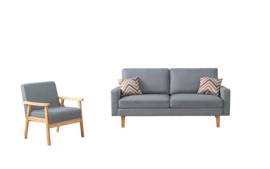 Lilola Home - Bahamas Gray Linen Sofa and Chair Set with 2 Throw Pillows - 87825-SC veiw 2