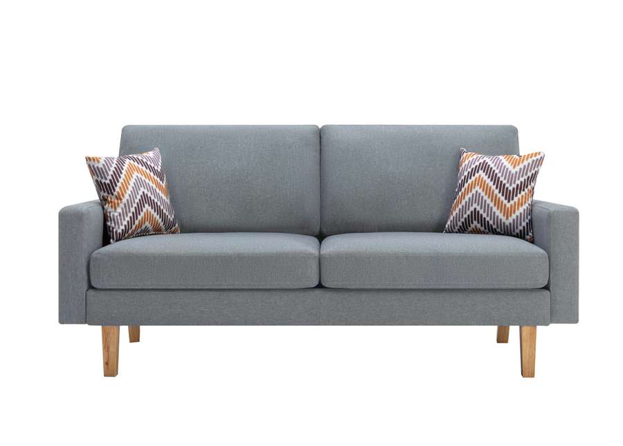 Lilola Home - Bahamas Gray Linen Sofa with 2 Throw Pillows - 87825 veiw 2