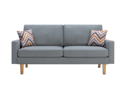 Lilola Home - Bahamas Gray Linen Sofa with 2 Throw Pillows - 87825 veiw 2