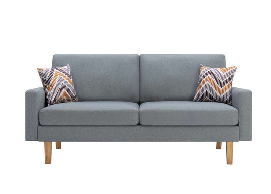 Lilola Home - Bahamas Gray Linen Sofa with 2 Throw Pillows - 87825 veiw 2