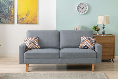 Lilola Home - Bahamas Gray Linen Sofa with 2 Throw Pillows - 87825 veiw 3