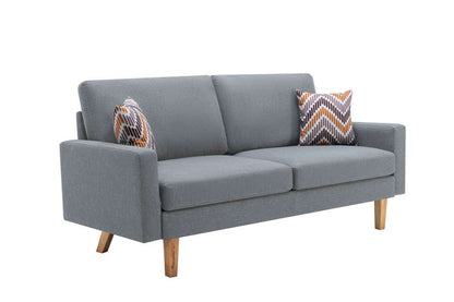 Lilola Home - Bahamas Gray Linen Sofa with 2 Throw Pillows - 87825 veiw 4