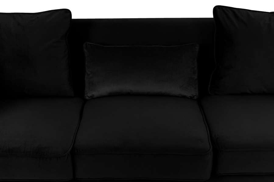 Lilola Home - Bayberry Black Velvet Sofa with 3 Pillows - 89634-S veiw 4