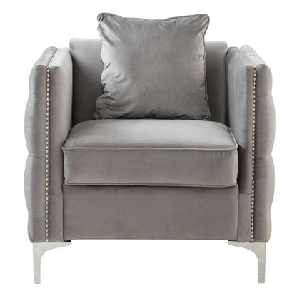 Lilola Home - Bayberry Gray Velvet Chair with 1 Pillow - 89635-C veiw 3
