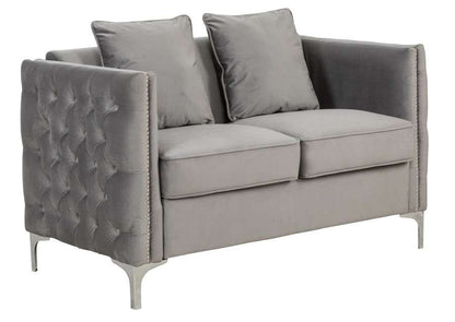 Lilola Home - Bayberry Gray Velvet Loveseat with 2 Pillows - 89635-L veiw 1