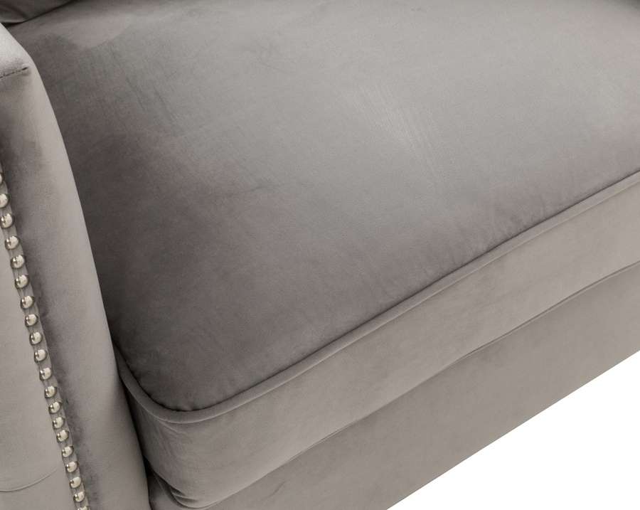 Lilola Home - Bayberry Gray Velvet Loveseat with 2 Pillows - 89635-L veiw 4