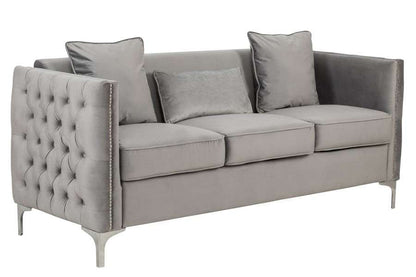 Lilola Home - Bayberry Gray Velvet Sofa with 3 Pillows - 89635-S veiw 1