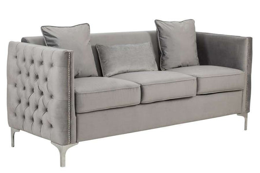 Lilola Home - Bayberry Gray Velvet Sofa with 3 Pillows - 89635-S veiw 1