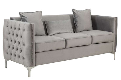 Lilola Home - Bayberry Gray Velvet Sofa with 3 Pillows - 89635-S veiw 3