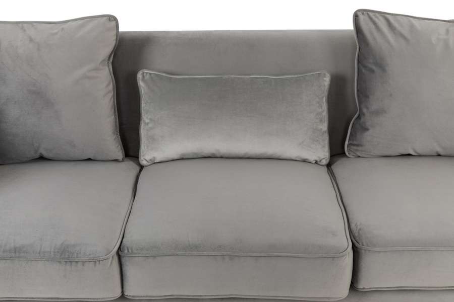 Lilola Home - Bayberry Gray Velvet Sofa with 3 Pillows - 89635-S veiw 5