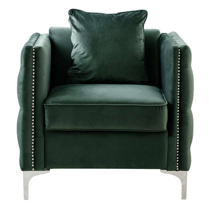 Lilola Home - Bayberry Green Velvet Chair with 1 Pillow - 89634GN-C veiw 3