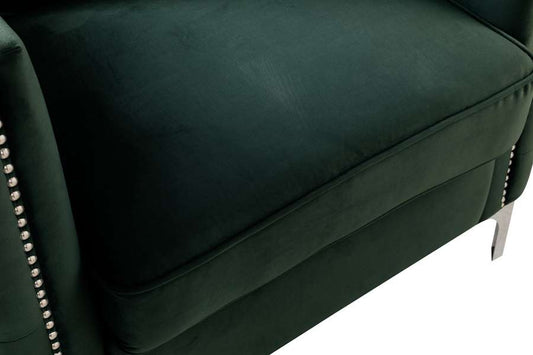 Lilola Home - Bayberry Green Velvet Loveseat with 2 Pillows - 89634GN-L veiw 2
