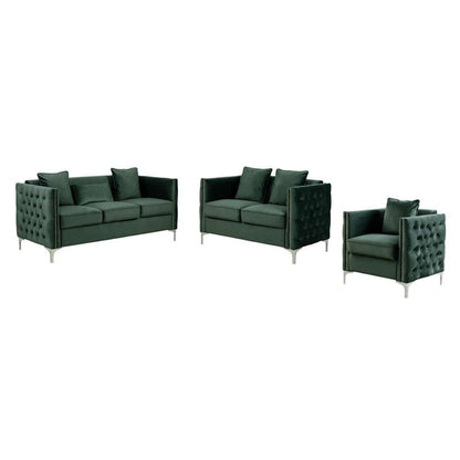Lilola Home - Bayberry Green Velvet Sofa Loveseat Chair Living Room Set - 89634GN veiw 1