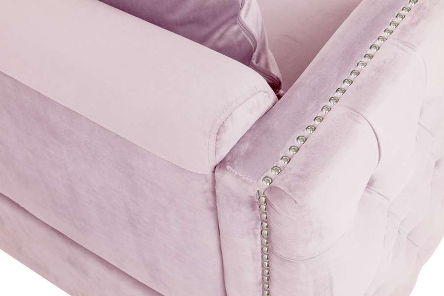 Lilola Home - Bayberry Pink Velvet Loveseat with 2 Pillows - 89634PK-L veiw 3