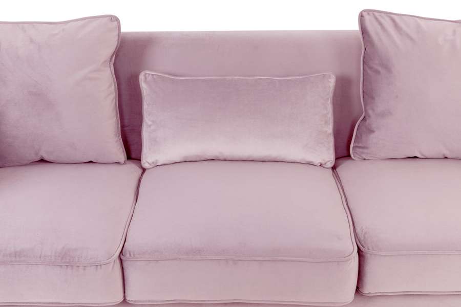 Lilola Home - Bayberry Pink Velvet Sofa with 3 Pillows - 89634PK-S veiw 4
