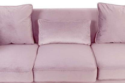 Lilola Home - Bayberry Pink Velvet Sofa with 3 Pillows - 89634PK-S veiw 4