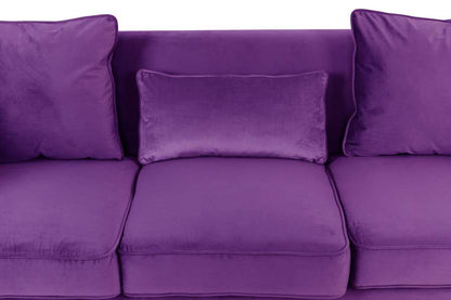 Lilola Home - Bayberry Purple Velvet Sofa with 3 Pillows - 89634PE-S veiw 4