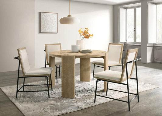 Lilola Home - Bowen Oak Finish 47inW Round Dining Table-30037 veiw 2