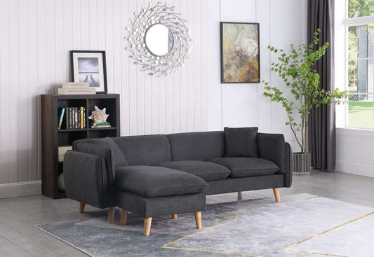 Lilola Home - Brayden Dark Gray Fabric Sectional Sofa Chaise - 89640 veiw 2