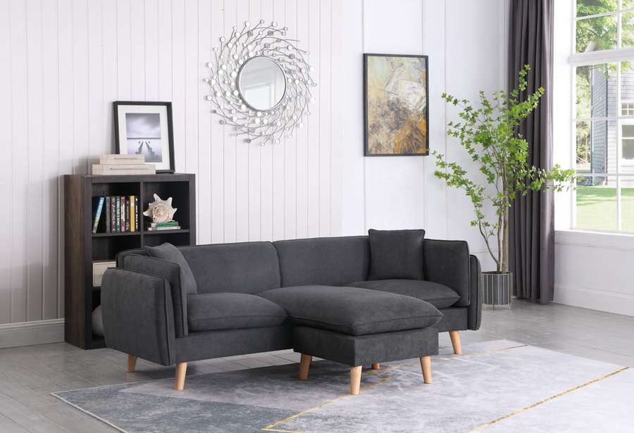 Lilola Home - Brayden Dark Gray Fabric Sectional Sofa Chaise - 89640 veiw 3