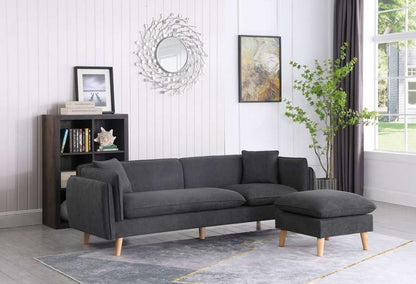 Lilola Home - Brayden Dark Gray Fabric Sectional Sofa Chaise - 89640 veiw 4