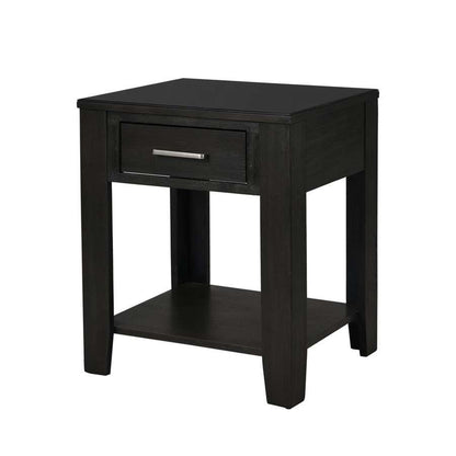 Lilola Home - Bruno Ash Gray Wooden End Table with Tempered Glass Top and Drawer - 98005 veiw 1