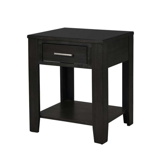Lilola Home - Bruno Ash Gray Wooden End Table with Tempered Glass Top and Drawer - 98005 veiw 1