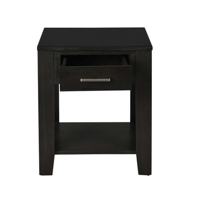 Lilola Home - Bruno Ash Gray Wooden End Table with Tempered Glass Top and Drawer - 98005 veiw 4