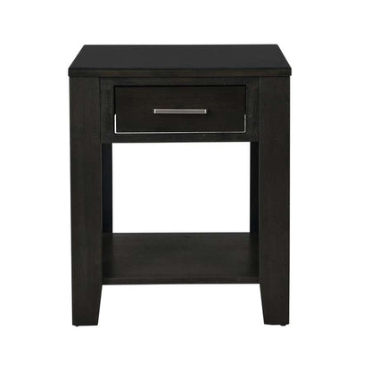 Lilola Home - Bruno Ash Gray Wooden End Table with Tempered Glass Top and Drawer - 98005 veiw 5