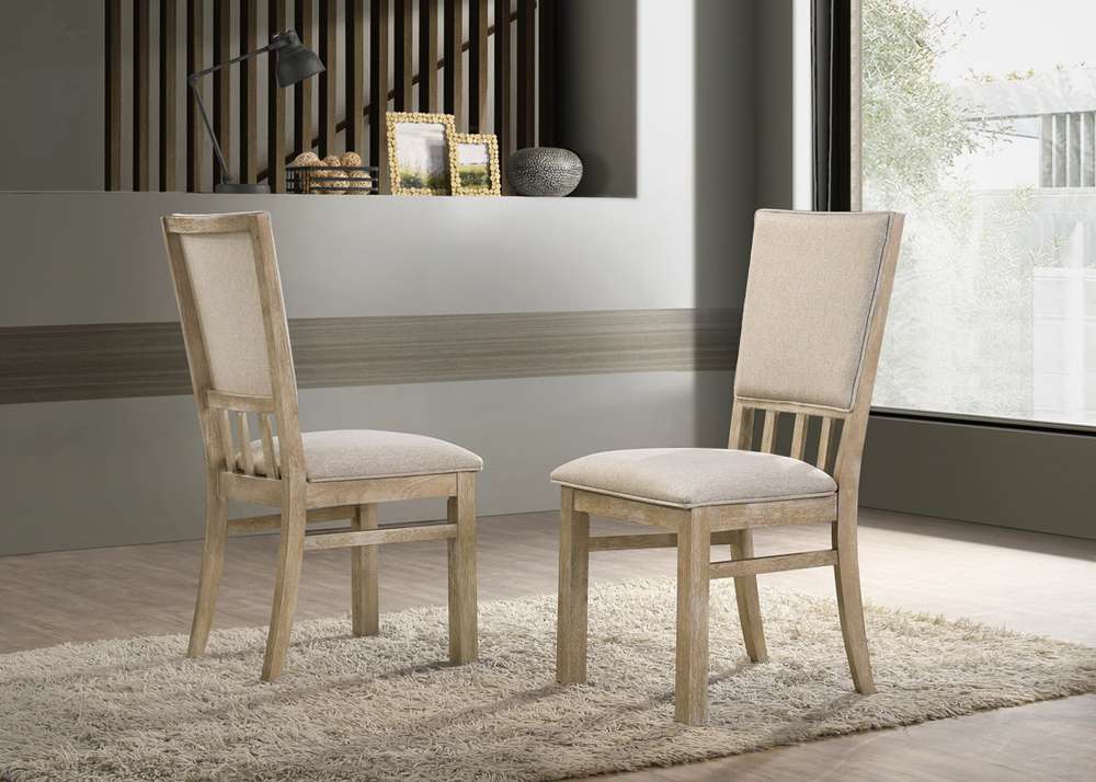 Lilola Home Brutus (Set of 2) Reclaimed Wheat 19in Wide Contemporary Fabric Dining Chair - 30000-C veiw 1