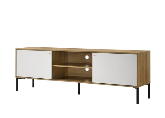 Lilola Home - Burke 70inW White and Oak 2-Door TV Stand-97035 veiw 1