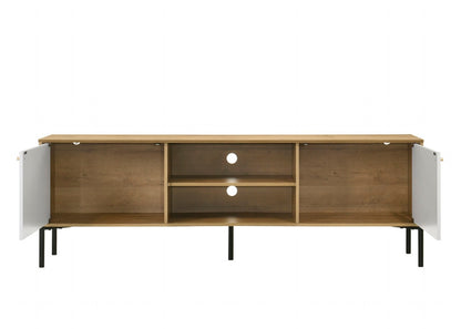 Lilola Home - Burke 70inW White and Oak 2-Door TV Stand-97035 veiw 3
