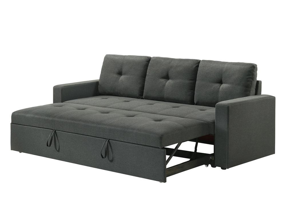 Lilola Home - Burleigh 83.5inW Dark Gray Fabric Sleeper Sofa with Tufted Cushions in Dark Gray - 81421 veiw 3