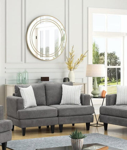 Lilola Home - Callaway 56.5inW Gray Chenille Loveseat with Throw Pillows-89114-L veiw 2