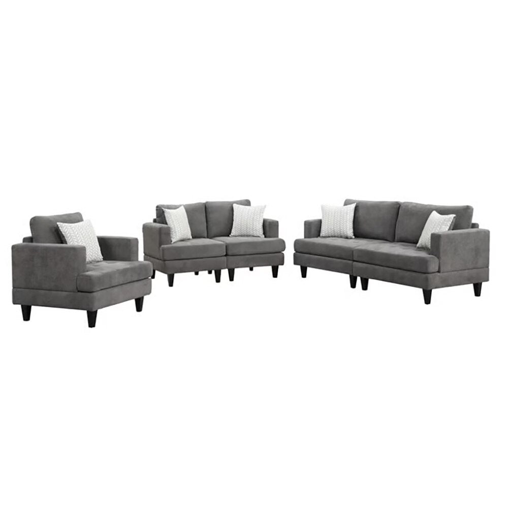 Lilola Home - Callaway 80inW Gray Chenille Sofa Loveseat Chair Living Room Set with Throw Pillows-89114-SLC veiw 1