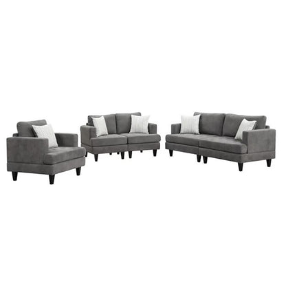 Lilola Home - Callaway 80inW Gray Chenille Sofa Loveseat Chair Living Room Set with Throw Pillows-89114-SLC veiw 1